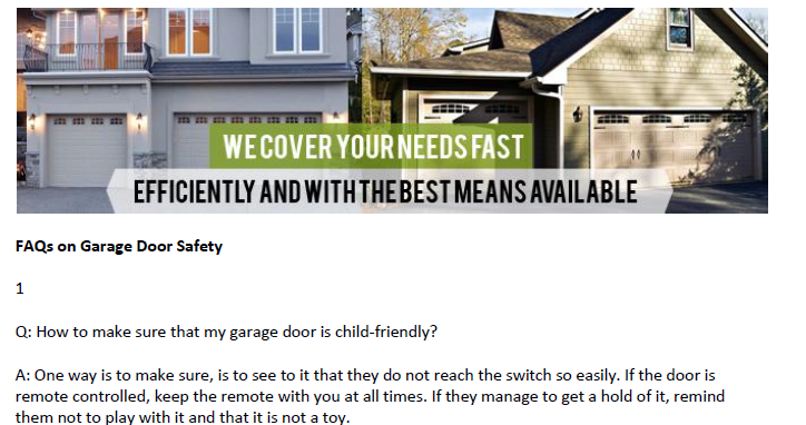 FAQs on Garage Door Safety - Garage Door Repair Saginaw