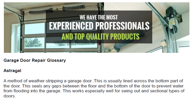 Garage Door Repair Glossary - Garage Door Repair Saginaw